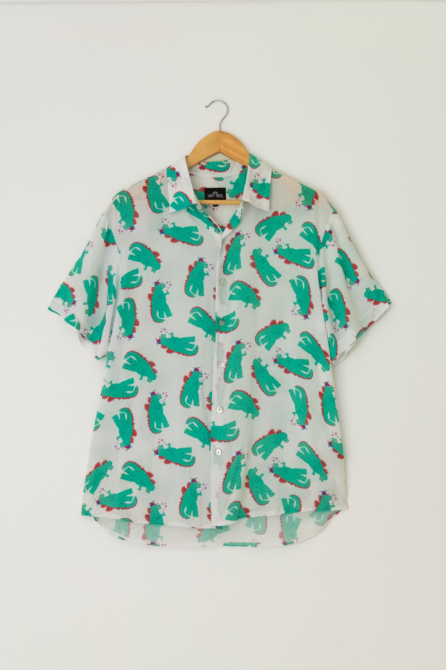 Relaxed Button Up Shirt-Godzilla