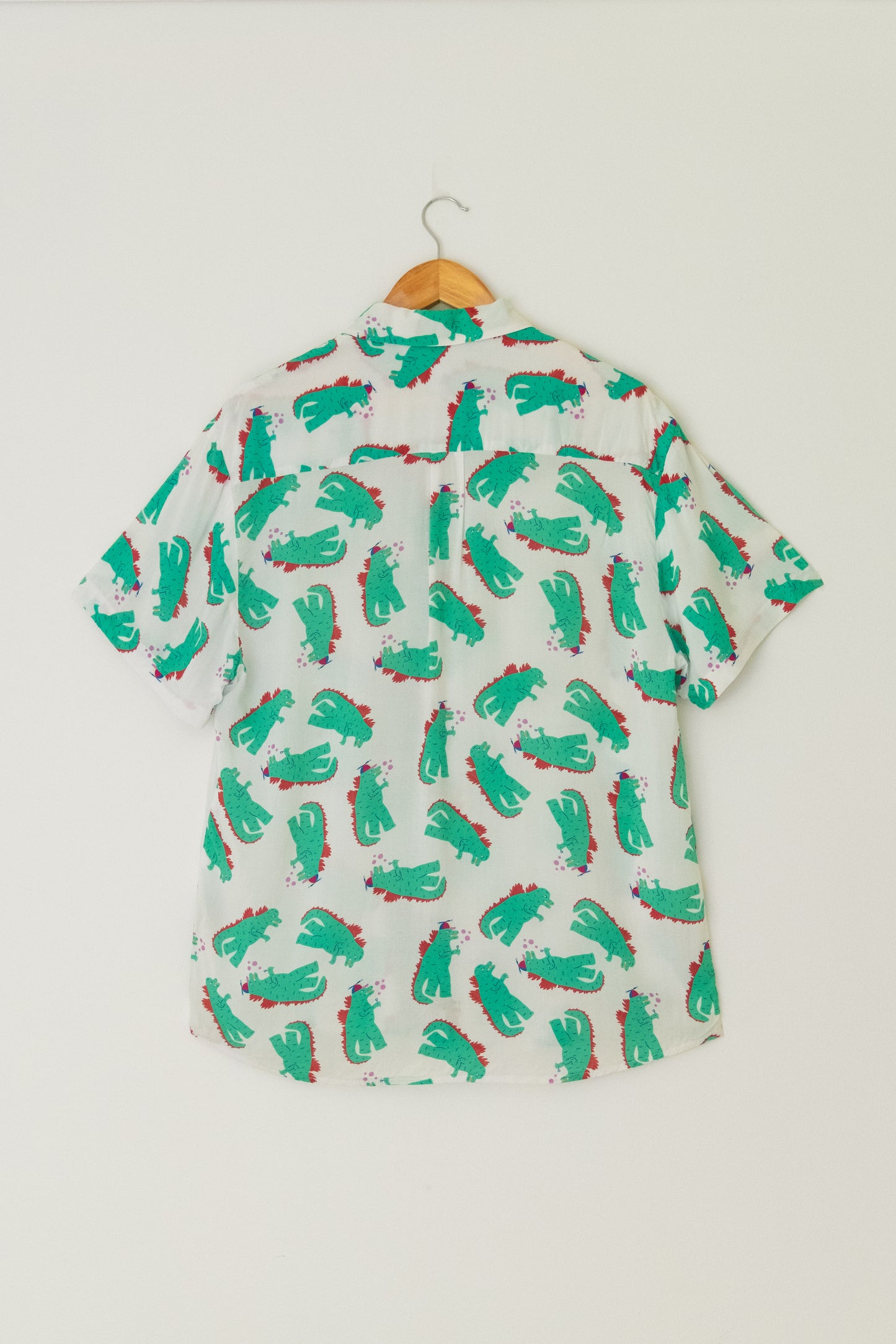 Relaxed Button Up Shirt-Godzilla