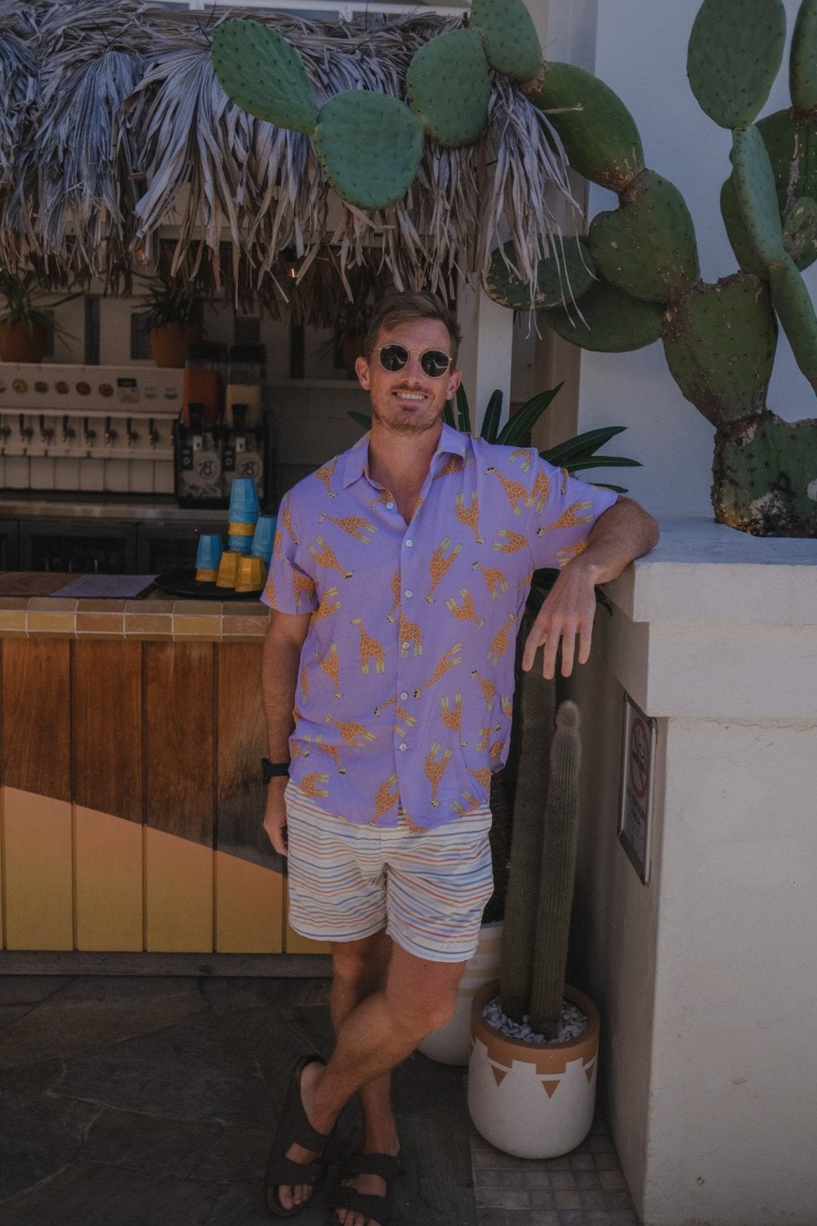 Relaxed Button Up Shirt-Giraffe