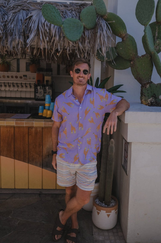 Relaxed Button Up Shirt-Giraffe